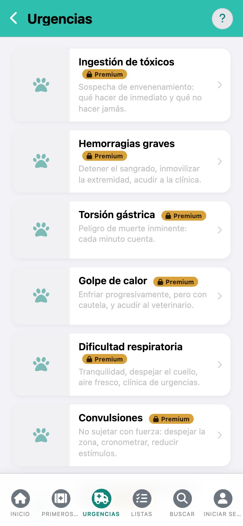 CanisCare: la lista de urgencias